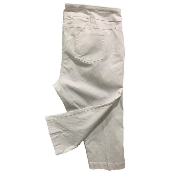Size 20W Slim-Sation Womens Off White Pull On Pants Crop Capri Stretch Fabric - Picture 2 of 8